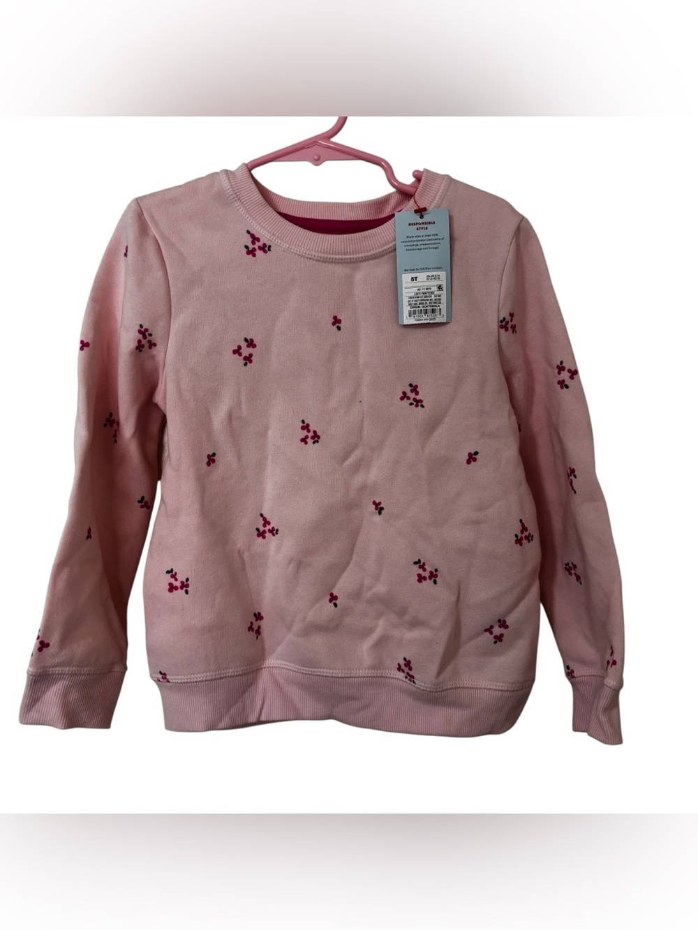 3/$15 *New* Cat & Jack pink floral long sleeve crew neck sweater kids girls 5T